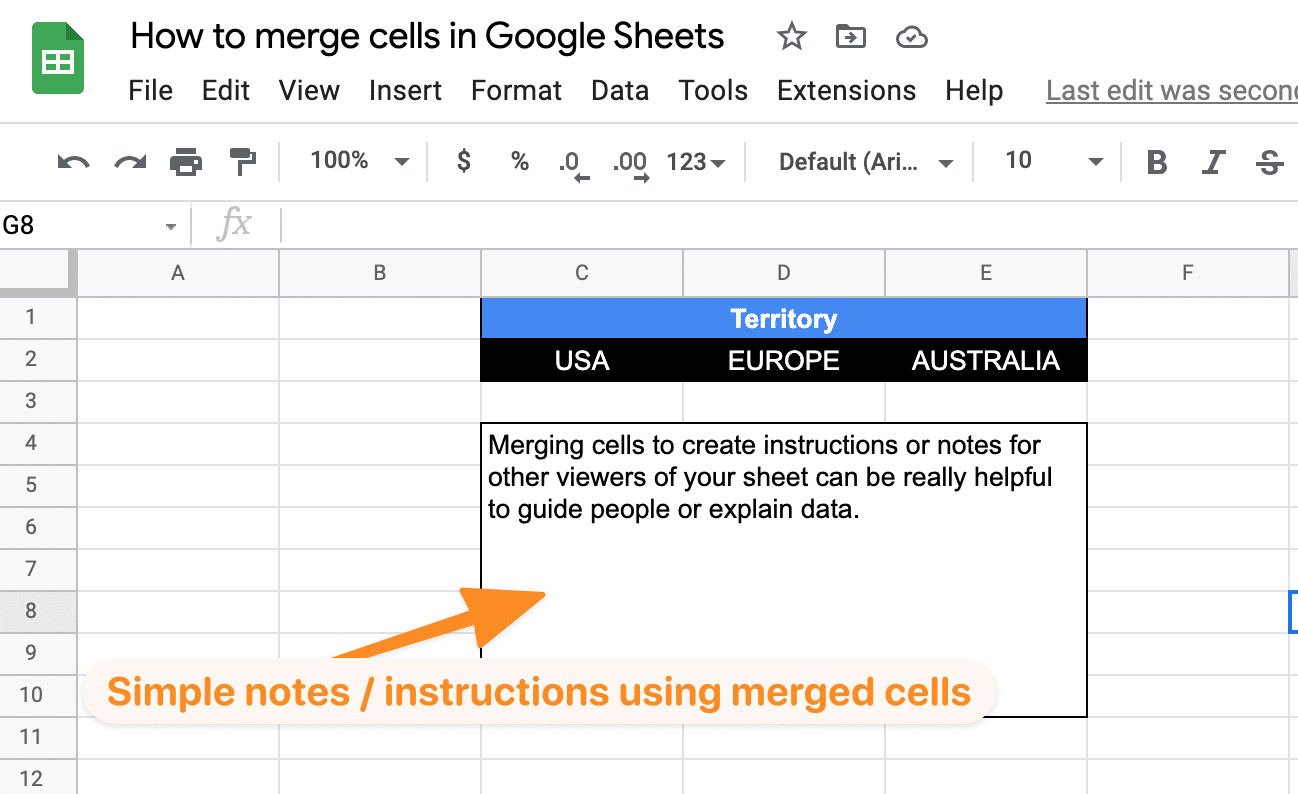 how to merge cells in google sheets