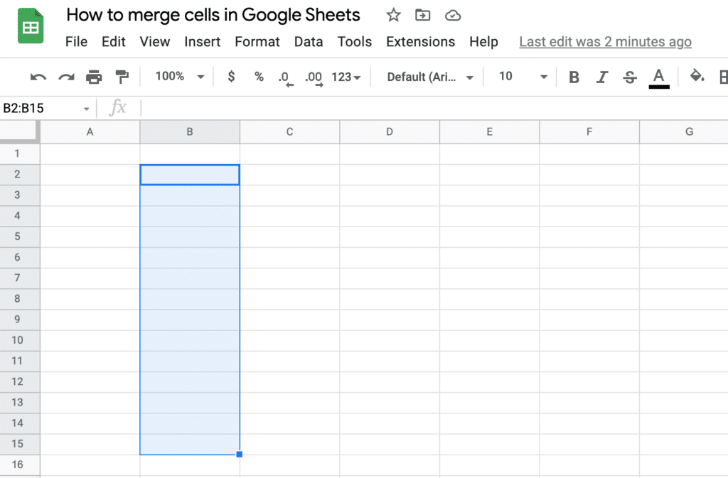 select cells to merge vertically