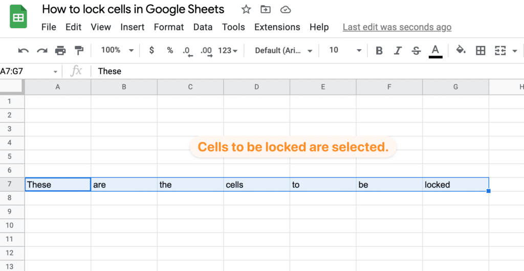 cells to be locked are highlighted