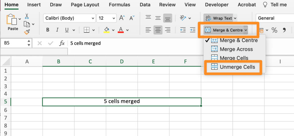 How To Unmerge Cells In Excel A Datasherpas Quick Tip 5217