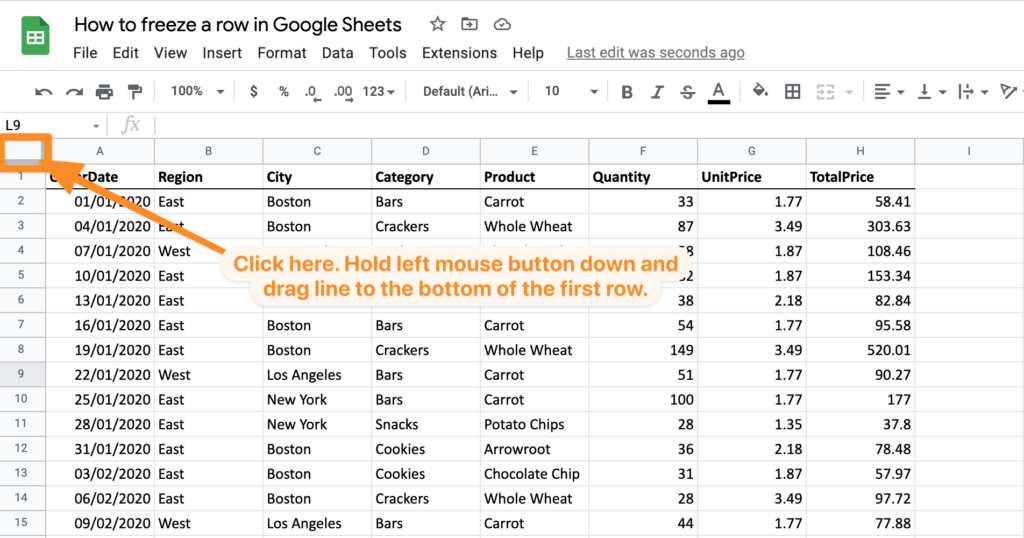 How to freeze a row in Google Sheets DataSherpas Quick Tip