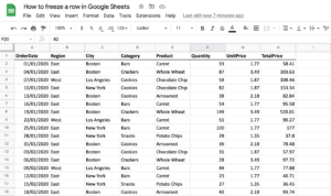 How to freeze a row in Google Sheets