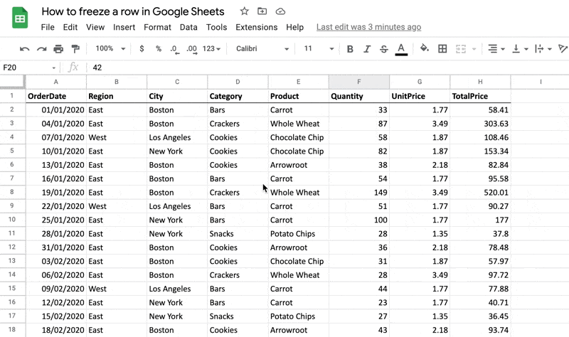 How to freeze a row in Google Sheets DataSherpas Quick Tip