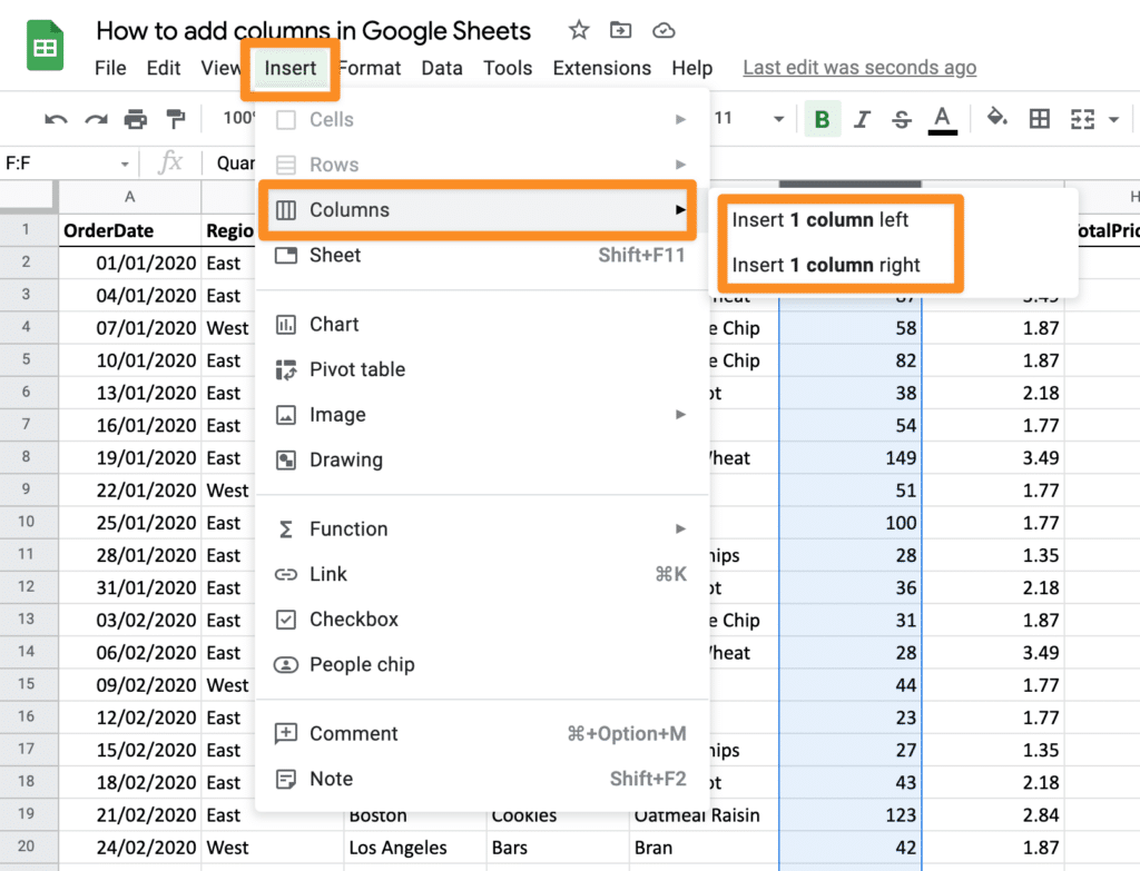 How To Add Columns In Google Sheets