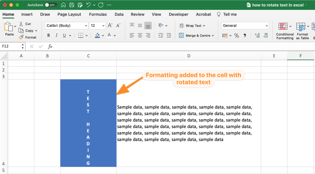 Adding formatting to the cell