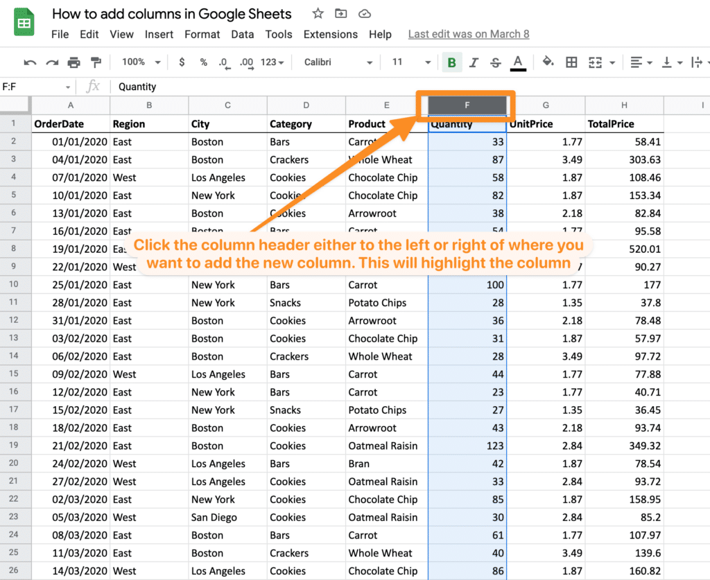 How To Add Columns In Google Sheets