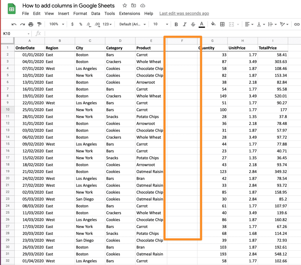 How To Add Columns In Google Sheets