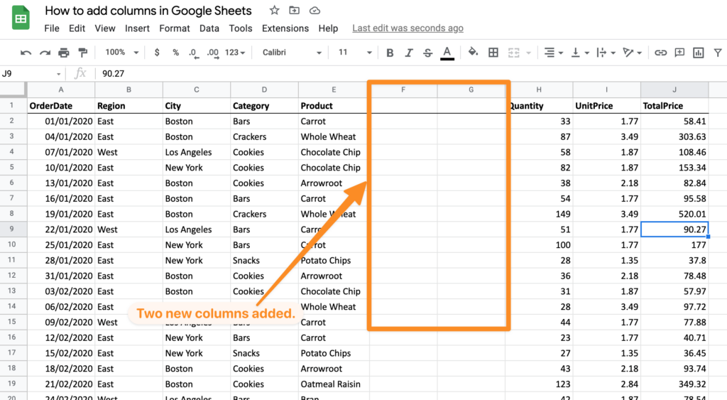 How To Add Columns In Google Sheets