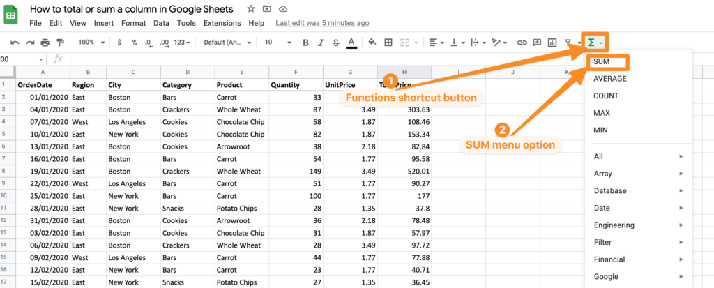 Functions shortcut button