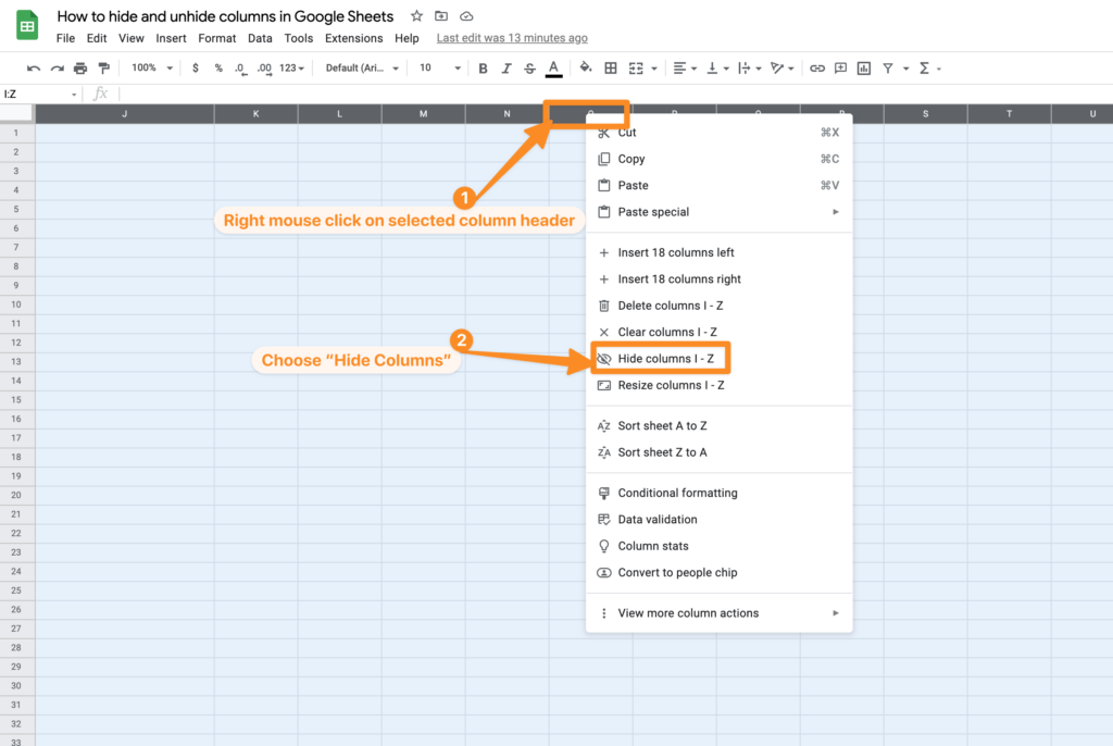 Hide all unused columns