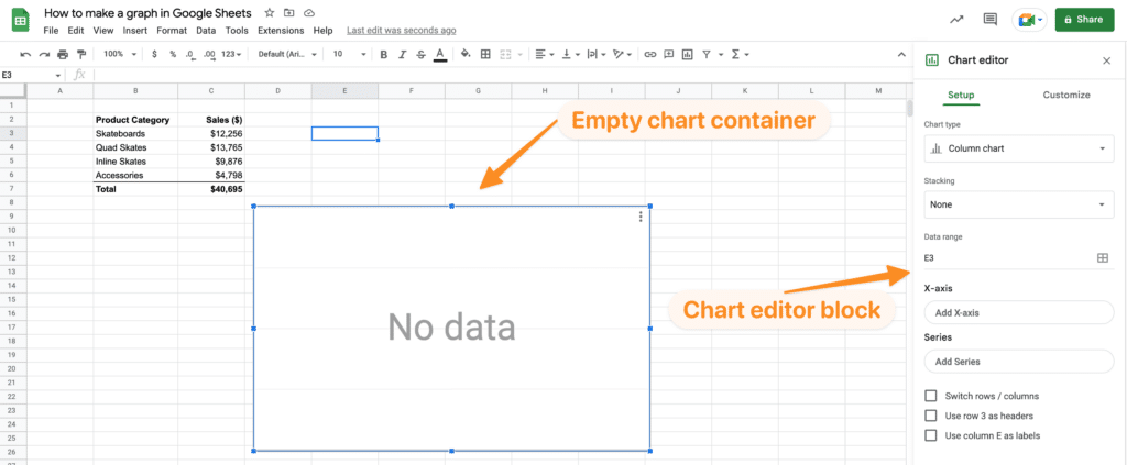 Chart container and Chart Editor Block